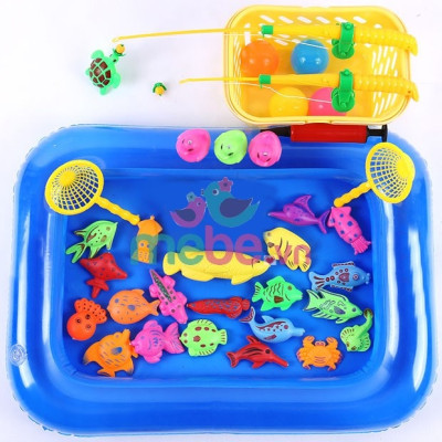 Bộ đồ chơi câu cá trẻ em kèm phao, rổ, vợt, cá, .... - Bể phao câu cá cho bé  cao cấp loại 1, an toàn  - Chính hãng MINIIN 
