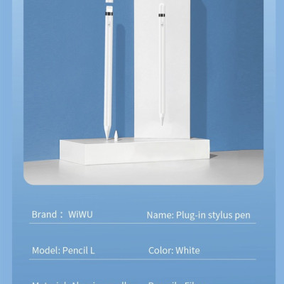 Bút cảm ứng Wiwu Pencil L Dành cho Ipad làm bằng hợp kim nhôm, thiết kế từ tính bảo vệ bút khỏi bị lăn và rơi - Hàng chính hãng