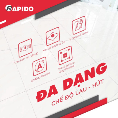 Robot hút bụi lau nhà Rapido R7S lực hút 2500PA, tính năng cảm biến, phù hợp mọi gia đình, bảo hành 12 tháng - Hàng chính hãng