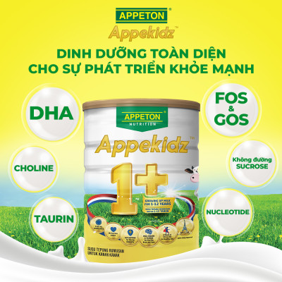  Combo 3 Sữa dinh dưỡng Appeton Appekidz 1+ dành cho trẻ 1-12 tuổi - Lon 900g