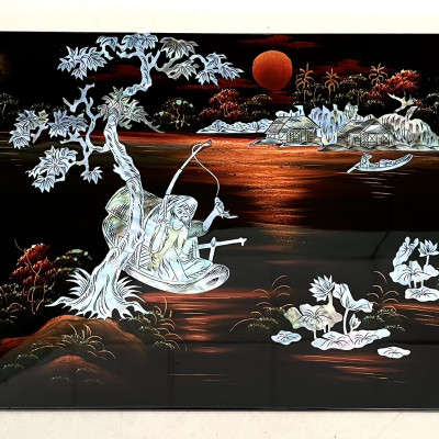 Tranh sơn mài cẩn ốc xà cừ cao cấp, ốc chìm, hàng xuất khẩu size 30x40 cm treo tường, trang trí nhà cửa,...