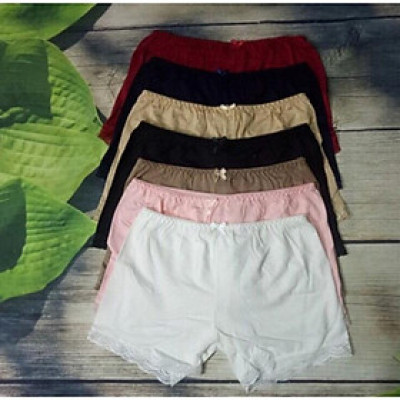 COMBO 5 QUẦN VÁY TRƠN CHÂN REN COTTON LỤA