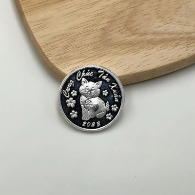 Đồng Xu Gió Đánh Gió Đánh Cảm Bạc Nguyên Chất S999 Chữ Cung Chúc Tân Xuân 2023 BẠC HIỂU MINH XDG15