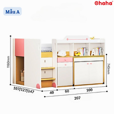 [Video thực tế - Miễn phí lắp đặt & vận chuyển] Giường tầng trẻ em thông minh xếp gọn Ohaha có bàn học - GTXG010