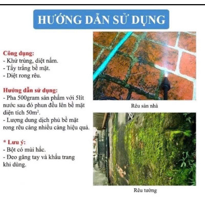 Dung Dịch  Diệt Rong Rêu – Làm Sạch Tường, Mái Nhà, Sân Vườn Nhanh Chóng Túi 500gram