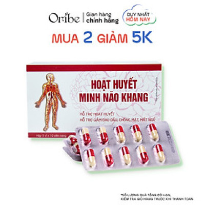 Hoạt huyết Minh Não Khang (Hộp 3 vỉ x 10 viên)