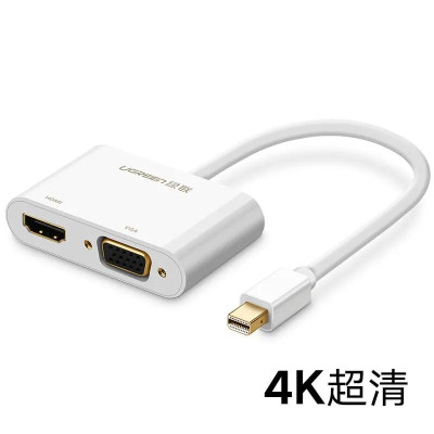 Ugreen UG40364MD108TK Màu Trắng Bộ chuyển đổi Mini DP sang HDMI + VGA hỗ trợ phân giải 4K - HÀNG CHÍNH HÃNG