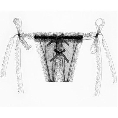 Quần lót xẻ đáy buộc dây cao cấp - Đen