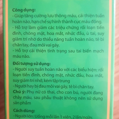 Thực phẩm chức năng Ginkgo Biloba - giúp bổ não, tăng trí nhớ