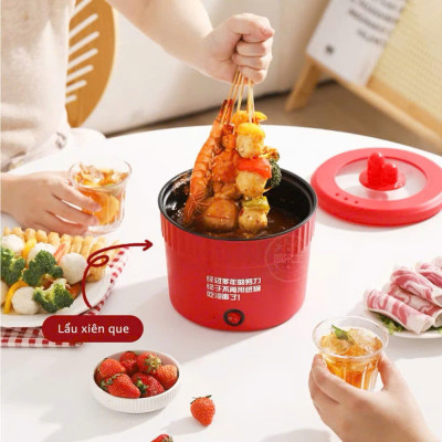 Nồi Lẩu Điện Mini Đa Năng 1.5L, Ca Nấu Mì, Cốc Ăn Lẩu Cô Đơn 500W, Chống Dính Vân Đá - HÀNG CHÍNH HÃNG MINIIN