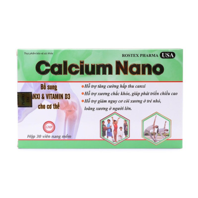 Combo 2 Hộp Calcium Nano bổ sung canxi, vitamin D3, omega 3 tăng chiều cao - Hộp 30 viên  (màu ngẫu nhiên)