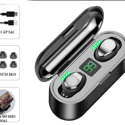 Tai Nghe Bluetooth True Wireless AMOI F9 Cảm Ứng Vân Tay, Nâng Cấp Dock Sạc có Led Báo Pin Kép - Hàng Nhập Khẩu