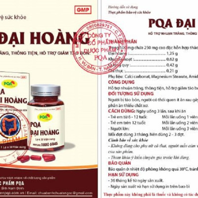 Đại Hoàng PQA Hỗ Trợ Nhuận Tràng, Thông Tiện, Giảm Táo Bón Dùng Cho Người Ít Ăn Rau Hộp 30 Viên