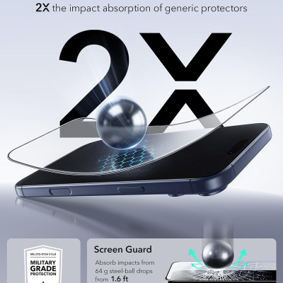 Kính Cường Lực ESR cho iPhone Air / iPhone 17 / iPhone 17 Pro / iPhone 17 Pro Max ESR UltraFit Classic Screen Protector - Hàng Chính Hãng