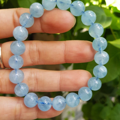 Vòng tay NỮ Đá AQUA XANH ĐẸP size hạt 9mm XANH NHẸ NỮ MỆNH THUỶ MỘC Hỏa  đeo hợp tuổi hợp mệnh tốt công việc làm ăn tốt sức khỏe công việc ạ