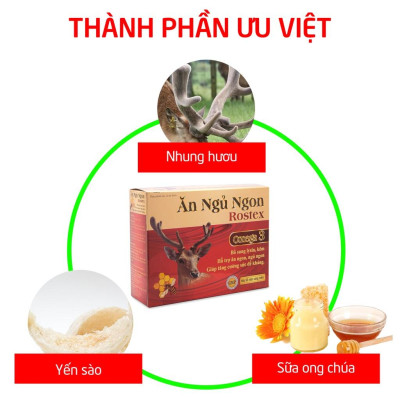 Combo 2 Hộp Viên ăn ngủ ngon Rostex HDPHARMA kẽm, lysin tăng sức đề kháng - 60 viên