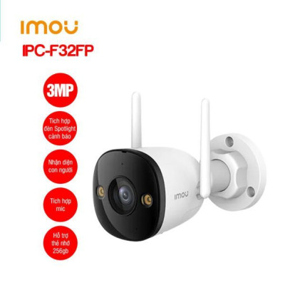 Camera Wifi ngoài trời IMOU IPC-F32FP 3MP, Hồng ngoại 30m, tích hợp mic, đèn báo, chống nước IP67 - Hàng chính hãng