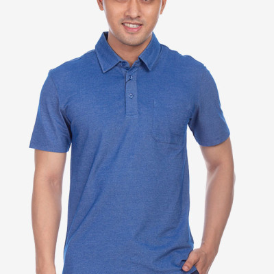 Áo Polo nam Novelty Bamboo cổ sơ mi màu xanh dương NATMMTMT3R181079N