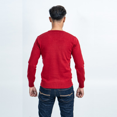 Áo len nam dài tay cổ tim màu đỏ đô NOVELTY 180560I
