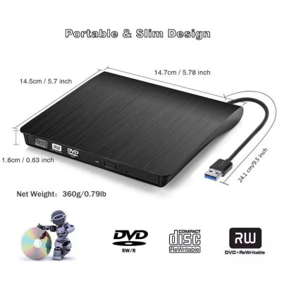 Ổ đĩa dvd gắn ngoài qua cổng USB 3.0 & Type C tiện lợi dùng được cho laptop và máy bàn PC, không kén đĩa