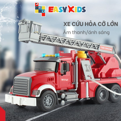 Xe Cứu Hỏa Đồ Chơi Cỡ Lớn, Đồ Chơi Xe Cứu Hỏa Mô Hình 1:12 Cho Bé Có Đèn Nhạc