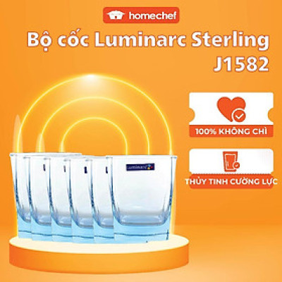 Bộ 6 cốc (ly) thủy tinh vuông thấp Luminarc Sterling 30cl - J1582 | Hàng chính hãng