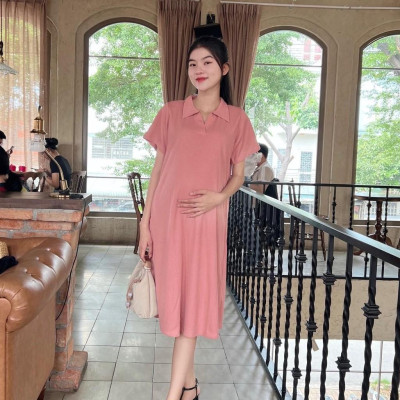 Đầm bầu Polo thun tăm dáng dài trẻ trung, năng động