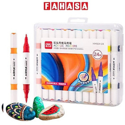 Hộp 24 Bút Màu Acrylic 2 Đầu - Deli HM924-24