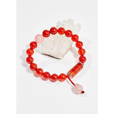 Vòng tay phong thủy nữ đá mã não đỏ mix thạch anh hồng 8mm mệnh hỏa , thổ - Ngọc Quý Gemstones