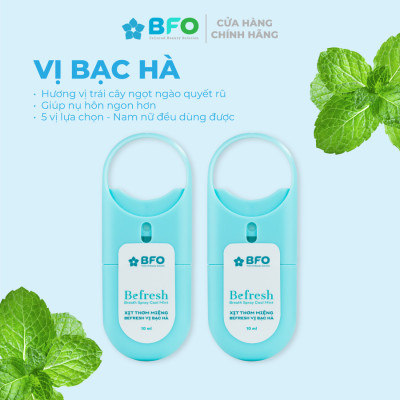 Combo 5 Xịt Thơm Miệng BFO Cho Hơi Thở Thơm Mát 10ml An Toàn (Trà xanh, Bạc Hà, Đào, Dâu, Dưa Lưới)