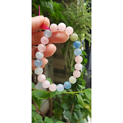 Chiếc Vòng Beryl đa sắc màu tự nhiên hạt size 9mm màu sáng bóng thiệt đẹp rẻ ạ