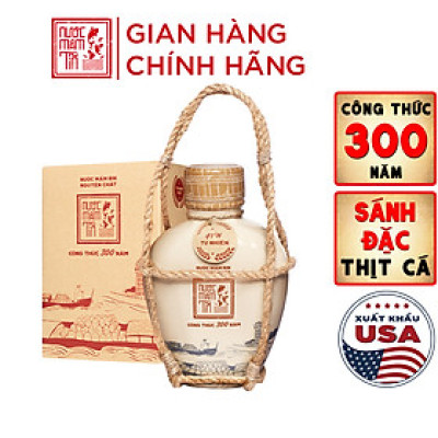 Đặc Sản Phan Thiết - Nước Mắm Tĩn Cá Cơm Than Nhãn Xưa 41N ( Tĩn Gốm 500Ml) Sánh Đặc Thịt Cá, Không Chất Bảo Quản