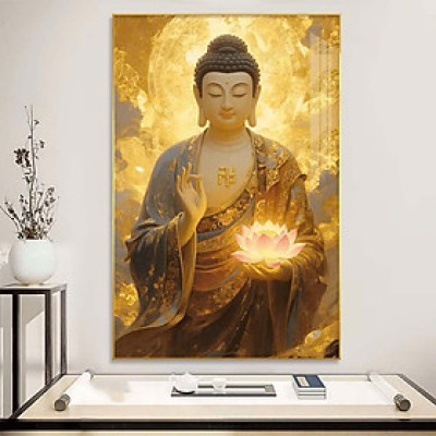 (HCM) Tranh treo tường tráng gương phật giáo 1 trang trí phòng thờ kèm đinh treo chuyên dụng