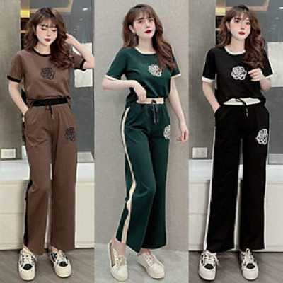 sét bộ đồ nữ quần ống suông rộng phối áo thêu hoa mặc ơ nhà đi chơi duyên dáng mẫu mới siêu hot có bigsize đẹp xuất sắc
