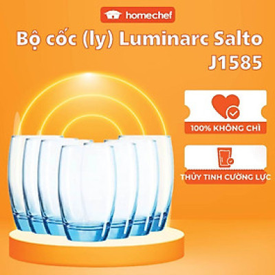 Bộ cốc uống nước thủy tinh 6 chi tiết Luminarc 350ml - J1585, an toàn, chống xước, chống bám màu