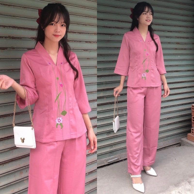 ĐỒ LAM ĐI CHÙA Sen Lụa Pháp Cao Cấp