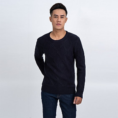 Áo len nam dài tay cổ tròn màu xanh đen NOVELTY 180586T