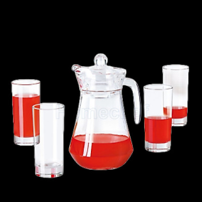 Bộ bình cốc Luminarc dùng trên bàn khách, phòng ăn 5 chi tiết - N0835, chống bám màu, bám mùi