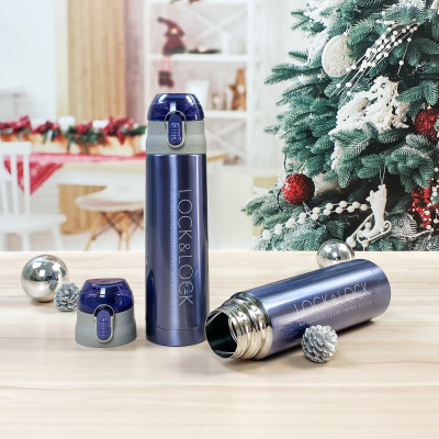 Bình giữ nhiệt LocknLock LHC6800FU, 500ml ,nút bấm tiện lợi, coating phủ đồng - Hàng chính hãng