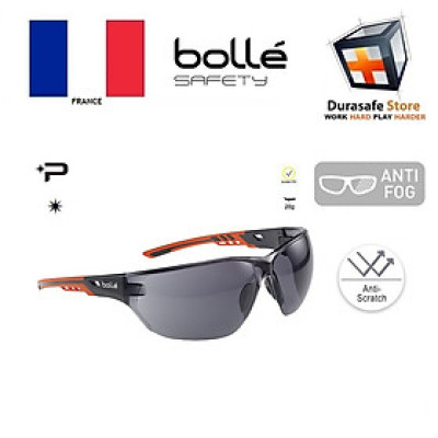 Kính BOLLE NESSPPSF NESS+ Sporty Safety Smoke Lens Anti-Fog, lớp phủ Platinum chống đọng sương, tròng đen khói (Kèm hộp)