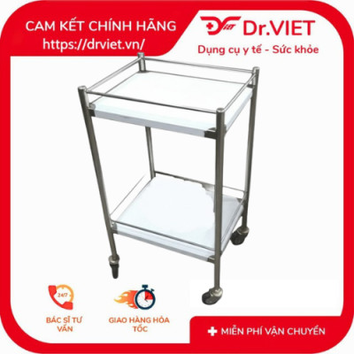Xe đẩy Inox Drviet - 40x60 - 2 tầng - Không hộc