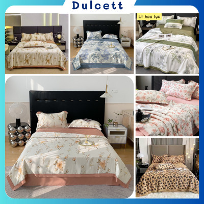 Bộ Chăn Ga Gối Lụa Thái 4 Món ( 1 ga + 2 vỏ gối đầu + 1 chăn chần bông, tặng kèm 1 vỏ gối ôm ) Mềm mịn mát lạnh như kem