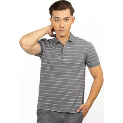 Áo Polo Nam Novelty NATMSLMCSR191236N - Xám Sọc Trắng