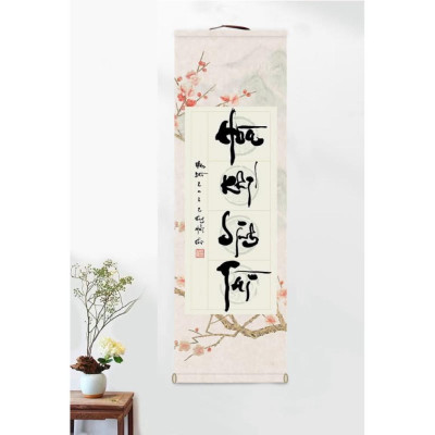 Liễn giấy bồi trục treo in viền hoa, nền kẻ ô chuyên dùng để viết thư pháp