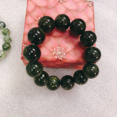 Chuỗi Phật lần tay ngọc tự nhiên serpentine của Việt Nam đường kính hạt 1.7 cm