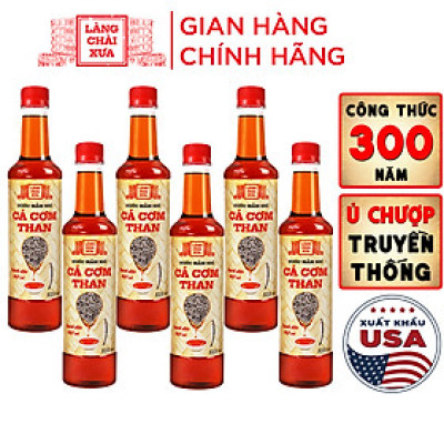 Đặc Sản Phan Thiết - Thùng 6 Chai Nước Mắm Nhỉ Cá Cơm Than Làng Chài Xưa 525Ml/Chai Sánh Đặc Thịt Cá 300 Năm Truyền Thống