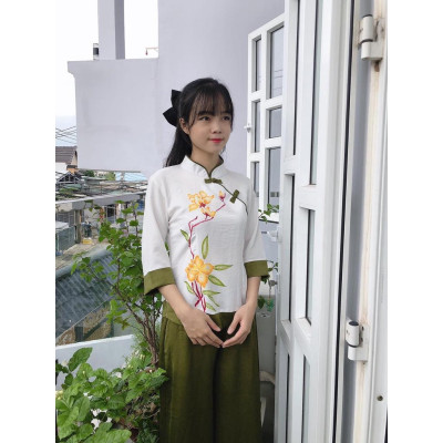 đồ lam đi chùa # Đài Loan Vải Lụa Pháp