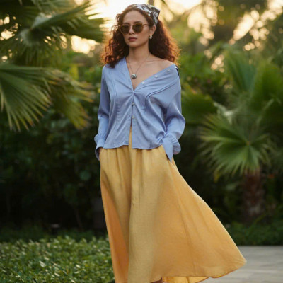 Áo Sơ Mi Lụa Thanh Lâm, Áo Sơ Mi Dài Tay Phong Cách Công Sở Thời trang thiết kế Hity Top173