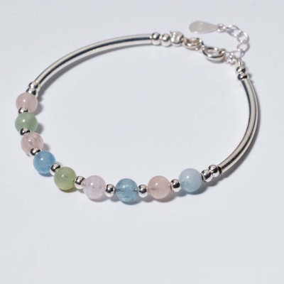 Vòng tay bạc đá Beryl đa sắc - Ngọc Quý Gemstones