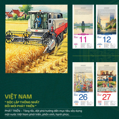 Lịch bloc 2026 - VIỆT NAM: Độc lập - Thống nhất - Đổi mới - Phát triển (23 x 46.5 cm)